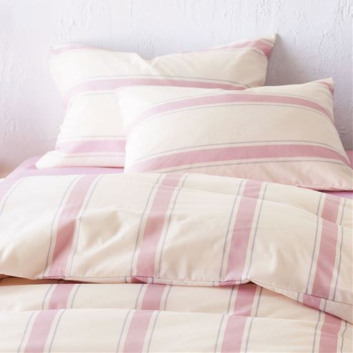 A (ストライプ柄/ピンク)<br>ガンガン洗えて、乾きも速い! 綿混素材の枕カバーです。