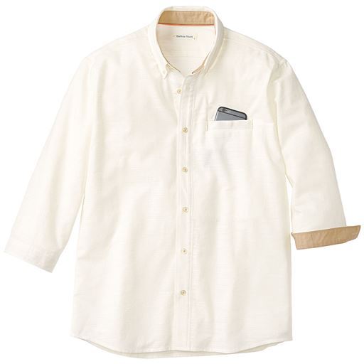 綿100%スマホ対応ポケット付きシャツ(7分袖)