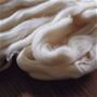 綿そのままのやさしさをタオルに…そんな思いで作りました。<br>※写真は糸にする前の状態です。
