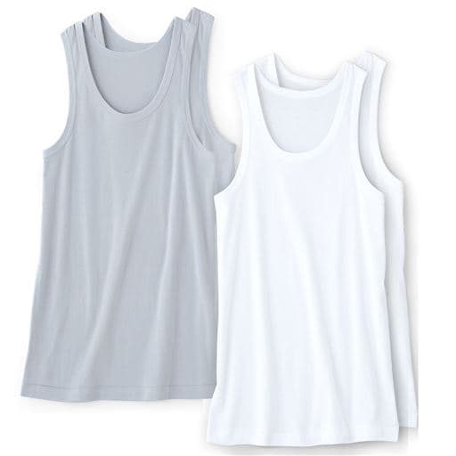 2枚組 男の消臭・抗菌 ランニングシャツ/綿100%