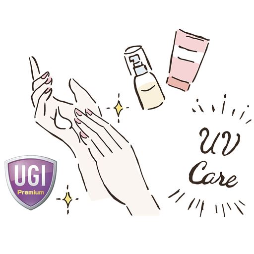 UGIとは、人体・家具・床などの日焼け防止を、インテリアの観点から総合的に判断した指標。一般的なUVカット付き化粧品にもよく使われる、3つの紫外線に注目しています。