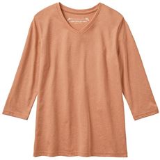 シンプルVネックTシャツ(7分袖)(洗濯機OK)