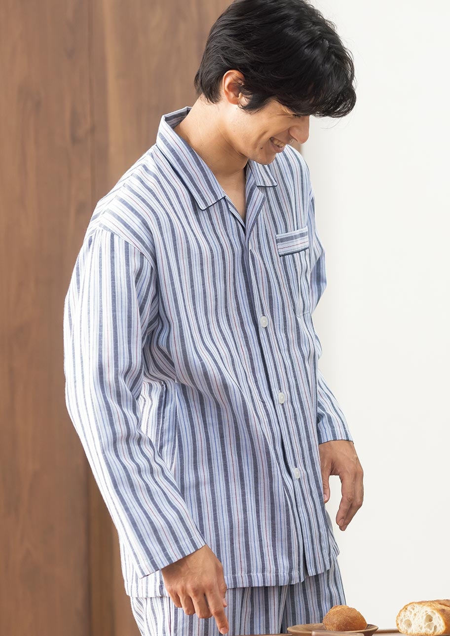 ダブルガーゼのシャツパジャマは、『ふんわりやわらか』クセになる快適な着心地。