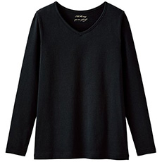 シンプルVネックTシャツ(長袖・綿100%・L～10L)